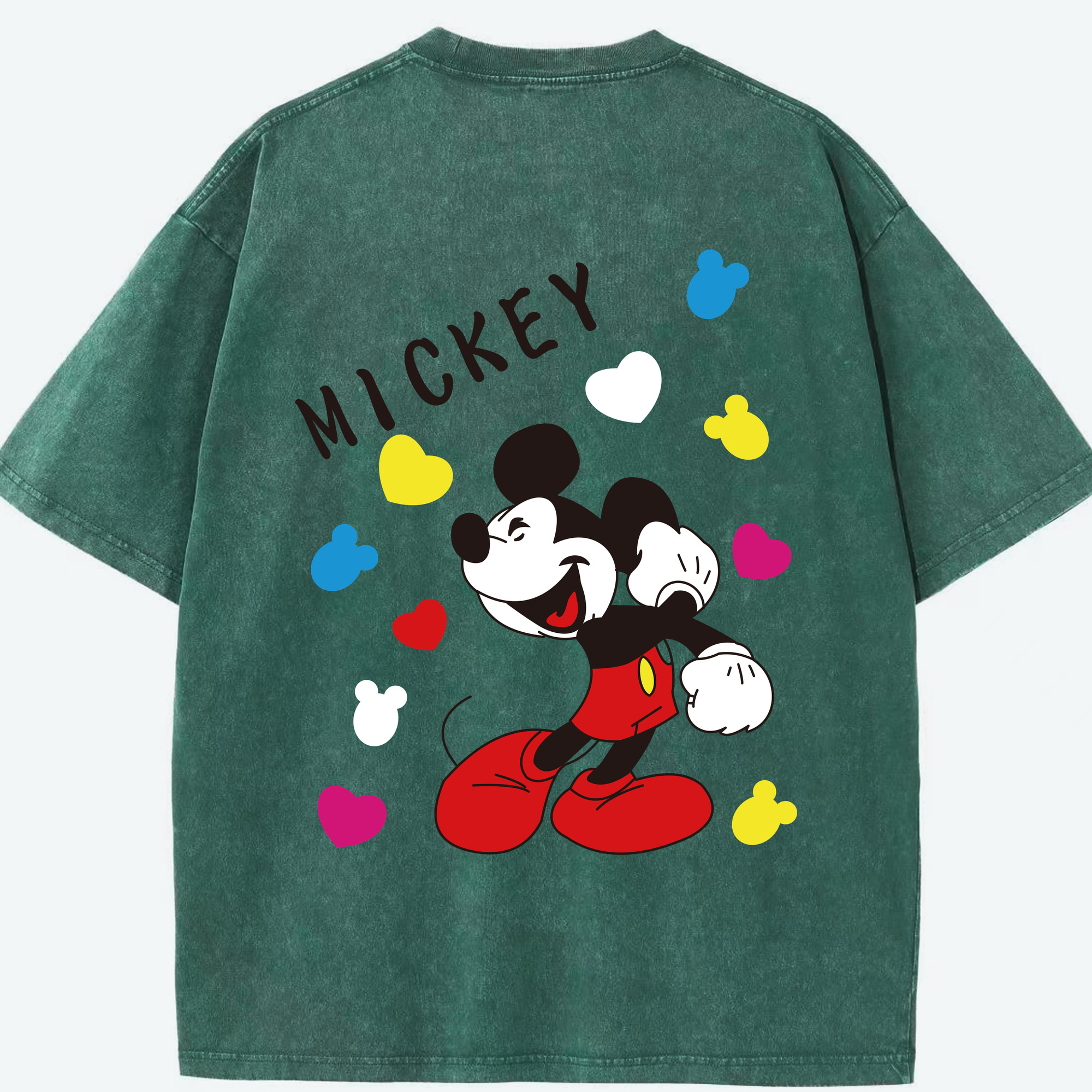 （画像用） ミッキーマウス Mickey Mouse 綿100% ヴィンテージ風 半袖Tシャツ（背面プリント）